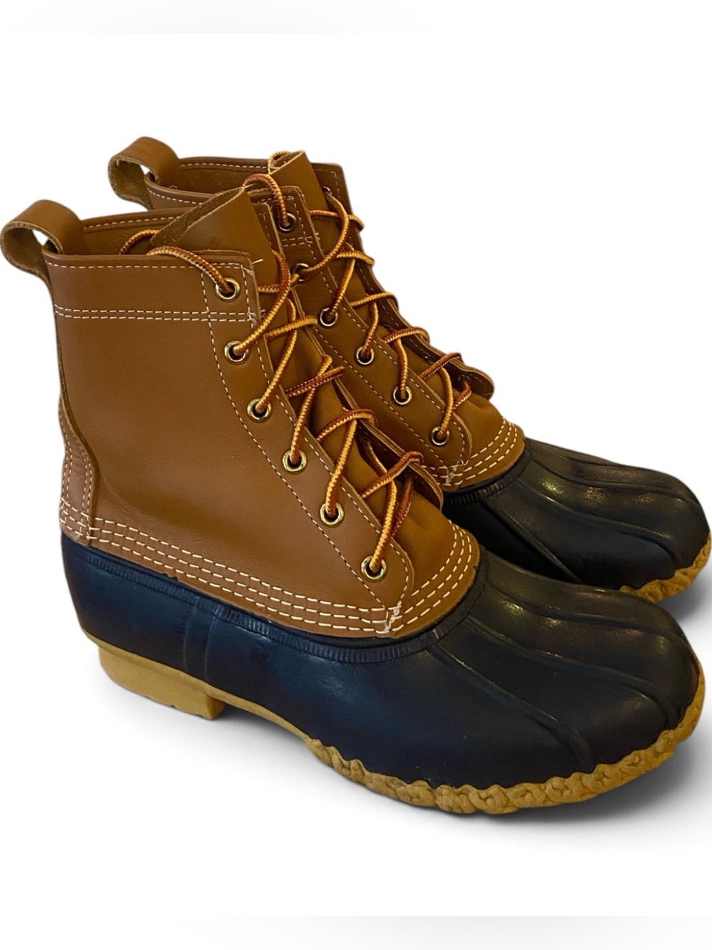 Vintage LL Bean Duck Boots Brown Leather & Rubber Women's Sz 8M 1003589 USA